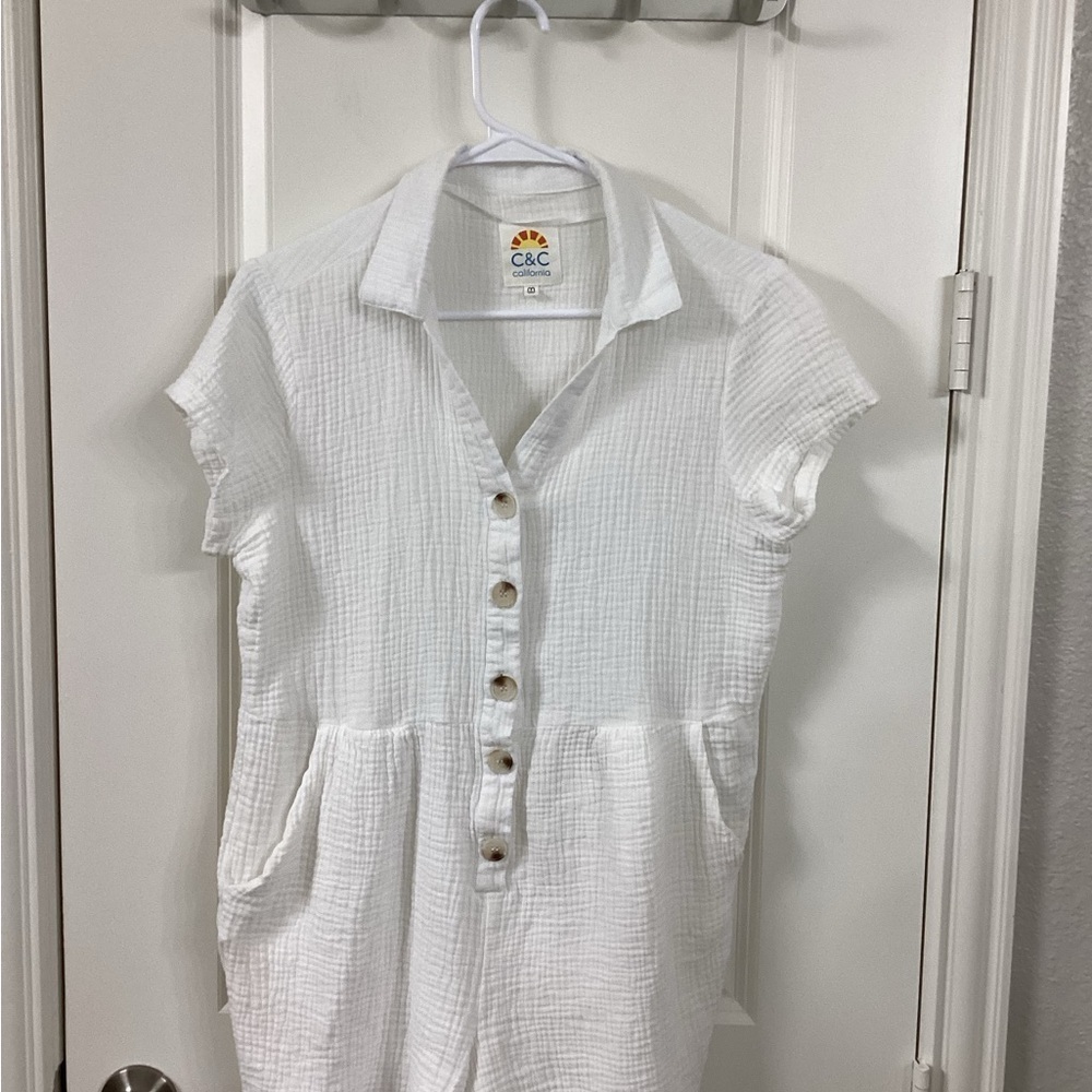 C&C California White Swim Coverup with Textured Design